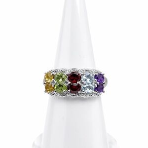 STS Karis Sterling Silver Rainbow Gemstone Ring  Size 7🌈